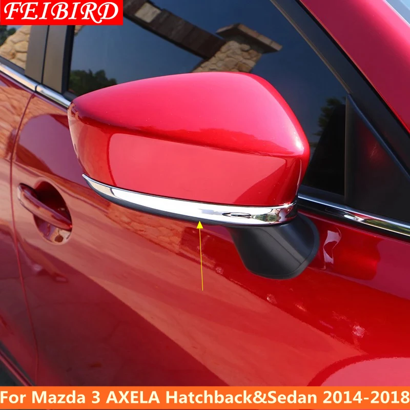 

High Quality ABS Chrome Side Rearview Mirror Strip Cover Trim 2 PC For Mazda 3 AXELA Hatchback Sedan 2014 2015 2016 2017 2018