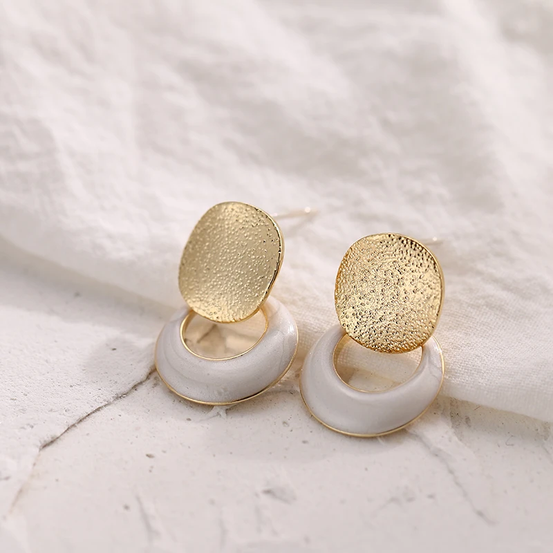 YMYW New Korean Small Geometric Enamel Sweet Earrings Exquisite Copper Charm Oorbellen Brincos 2019 for Women Party Jewelry Gift | Украшения