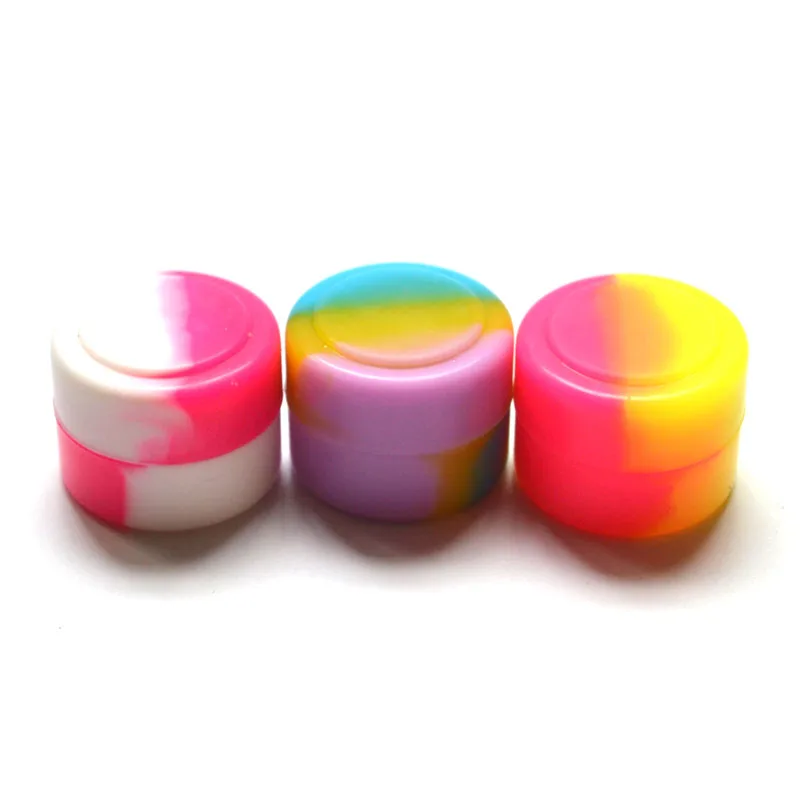 

100pcs Round Shape 2ml Silicone Box Wax Dry Herb Jars Dab Silicone Container Jar Dry Herb Oil Wax Vaporizer