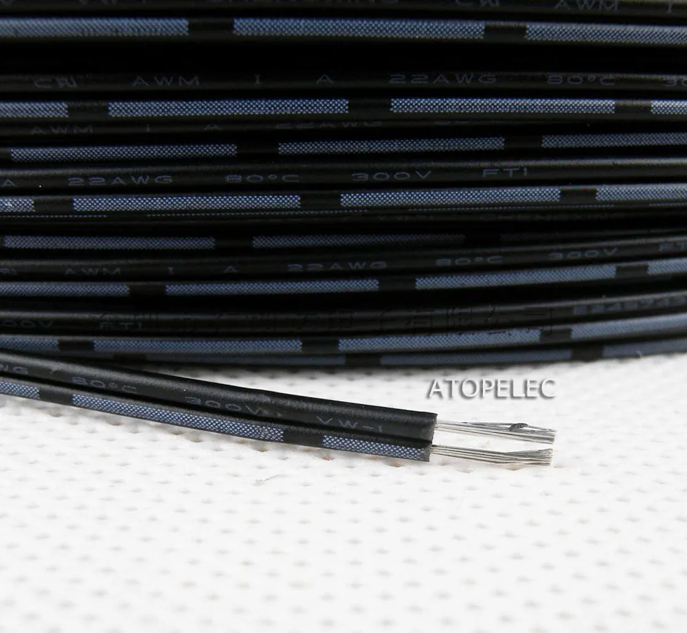 Black White 2468 UL2468 ПВХ 2 Pin 2pin Луженый Медный провод кабель Шнур по ограничению на использование опасных материалов в производстве UL 16AWG/18AWG/20AWG/22AWG/24AWG/26AWG/28AWG Black_Red Black_White - Color: Black White