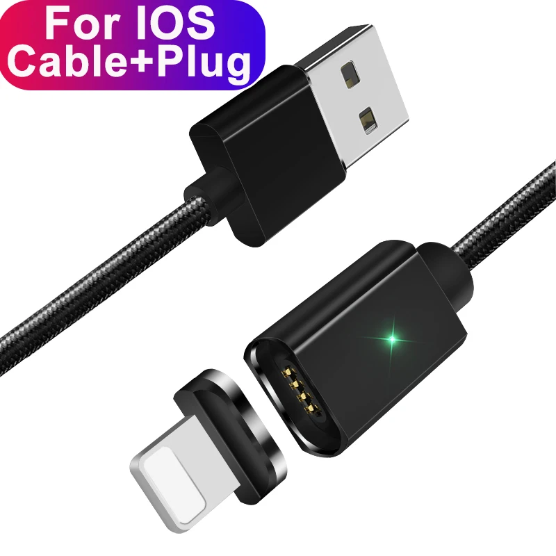 Essager Магнитный 3 м USB кабель для iPhone Быстрая зарядка данных Кабель зарядного устройства микро-usb type-C кабель для samsung кабели для мобильных телефонов - Цвет: Black IOS Cable