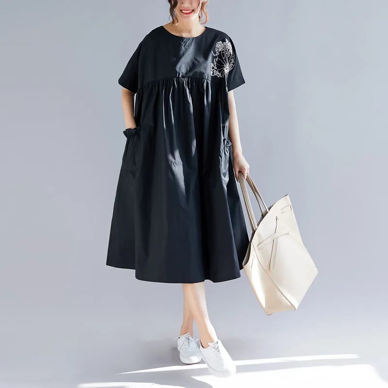 Новинка 2019 весенне летние женские платья свободного кроя с вышивкой