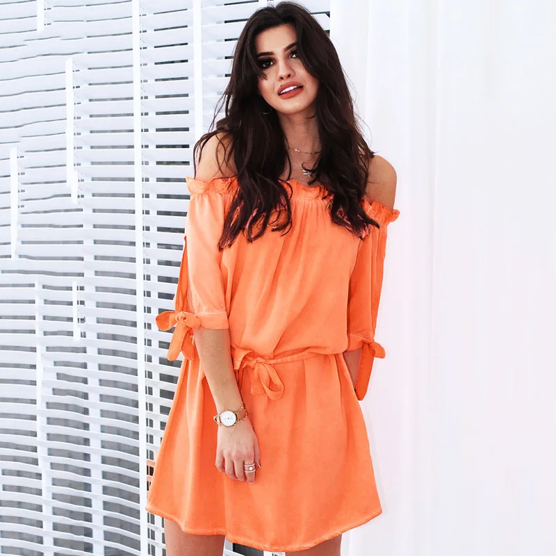Новинка 2019 модное повседневное короткое платье vestidos прямые однотонные цветные