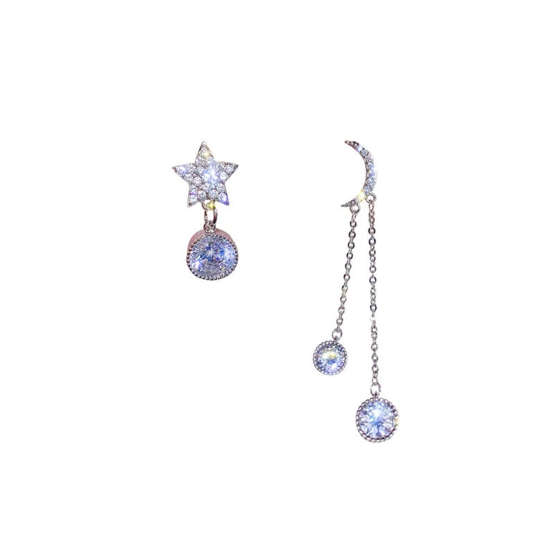 Женские Висячие серьги с Луной и звездой асимметричные висячие в стиле бохо