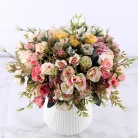 fake roses artificial flowers high quality bouquet hydrangea gypsophila leaf accessories for christmas home wedding decoration