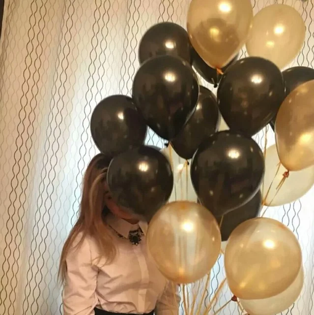30 шт./лот 10 дюймов Тиффани золотистый и черный латексные воздушные шары с гелием