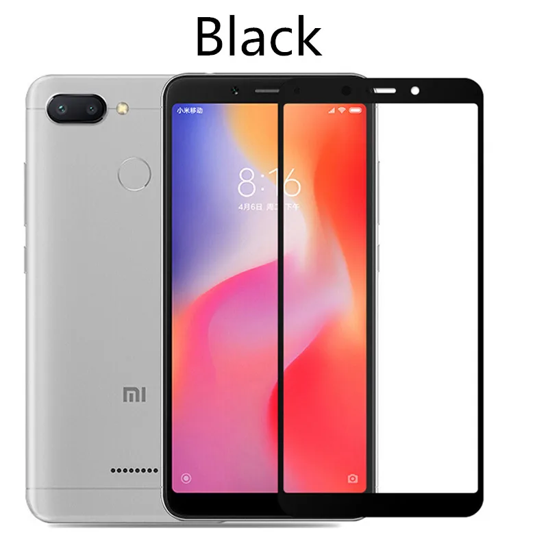 Black Полное покрытие из закаленного стекла для Xiaomi redmi 6 redmi 6 Защита экрана для redmi 6A глобальная версия redmi 6A Защитная стеклянная пленка - Цвет: Black