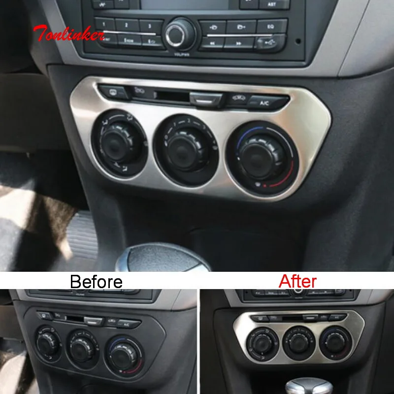 Наклейки Tonlinker для панели салона с воздушной ручкой наклейки Citroen C Elysee/Peugeot 301 2014 19