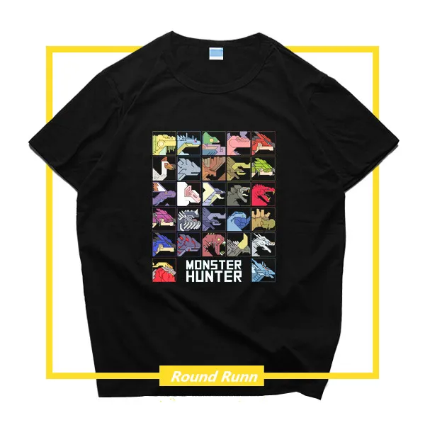 

PS4 Game Monster Hunter World MHW Zinogre Cosplay Printed Tee Shirt Black Short Sleeve T-shirt