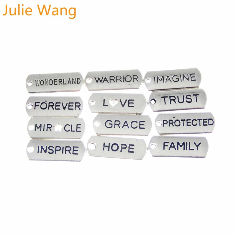 17 шт. прямоугольные английские Подвески Julie Wang с буквами антикварные подвески