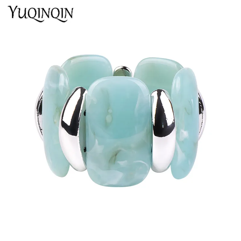 Женский Браслет-манжета эластичный из акрилового серебра и металла | Украшения