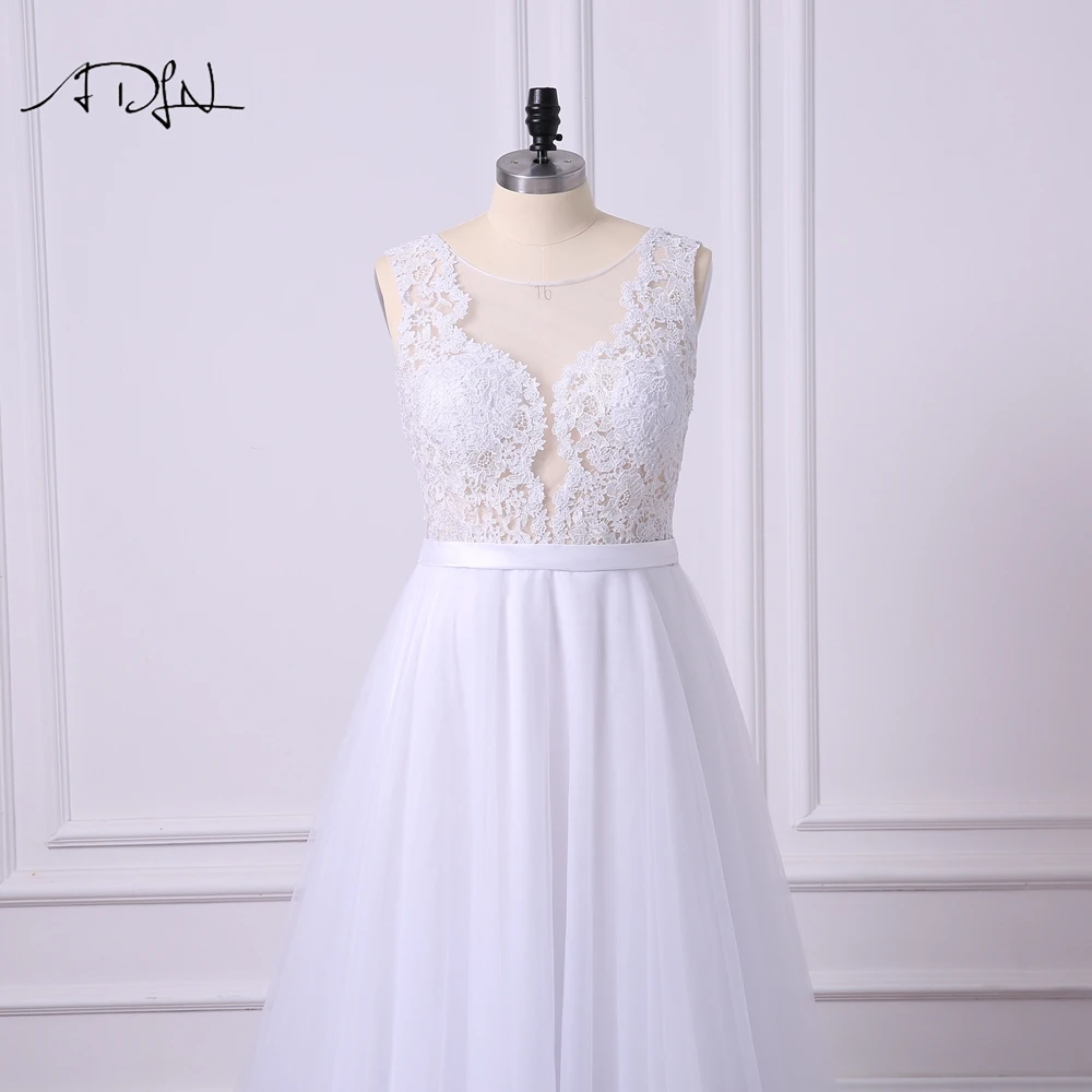 Свадебное платье ADLN свадебное из тюля трапециевидной формы прозрачное кружевное