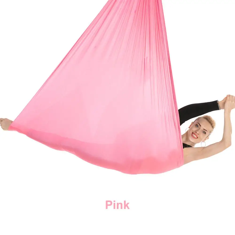 06-Pink Растягивающиеся ремни для фитнеса и йоги, 4*2,8 м, 16 цветов, Антигравитационные, воздушные, для йоги, качающиеся, инверсии, гамак с удлинительным поясом 1 м - Цвет: 06-Pink