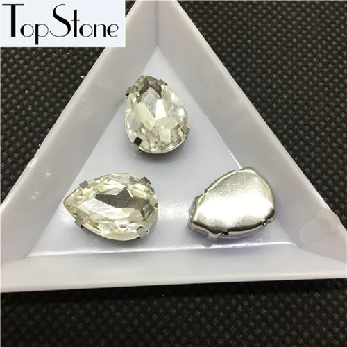 Topstone слеза на камне с металлической коготь Установка 7x10,10x14,13x18,18x25,20x30,30x40 мм стеклянные капли с украшением в виде кристаллов на горном хрустале камень - Цвет: Crystal Clear