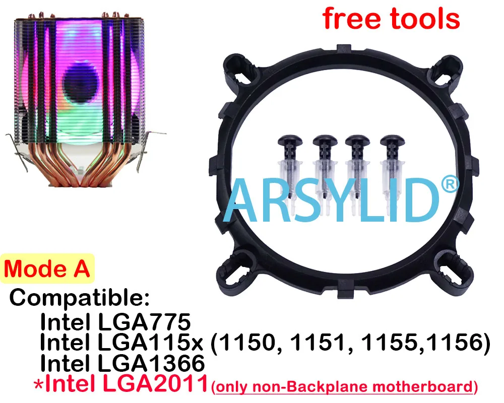 ARSYLID CN-609 6 heatpipe dual-tower cooling RGB 4pin PWM вентилятор кулер для процессора LGA775 115X1366 2011 AM3 AM4 9 см вентилятор Поддержка Intel AMD