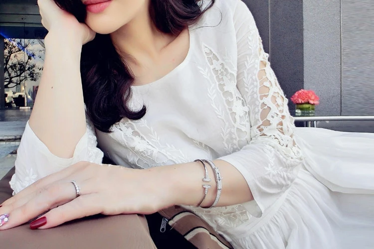 White Embroidered Silk Dress Slim Beach dress Super Fairy Holiday Woman Summer | Женская одежда