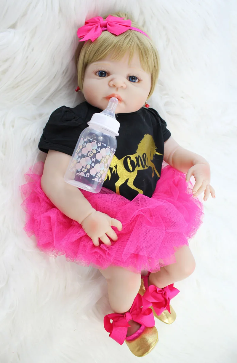 55 см полный силиконовые Reborn Baby Doll 22 ''Мягкий Виниловый фон для новорожденных
