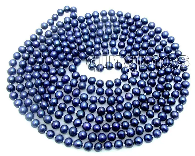 

SALE Long 80" Round Luster Black 6-7mm FreshWater natural PEARL NECKLACE -nec7761 Free shipping Free shipping