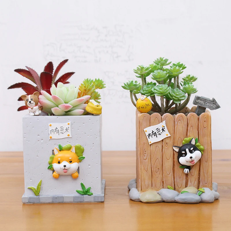 Цветочный горшок 1 шт. милый мультяшный щенок полимерный цветочный для