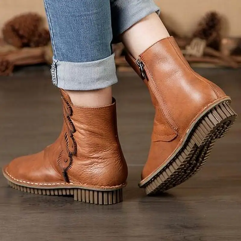 Женская обувь высокого качества Chaussure женские ботинки из натуральной кожи