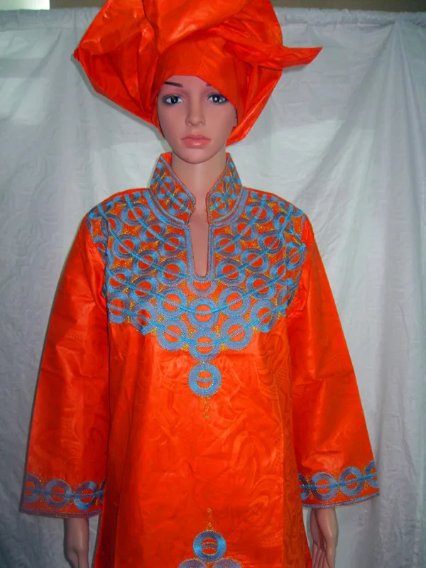 2015 new fashion african design bazin riche material embroidery dress with pants | Тематическая одежда и униформа