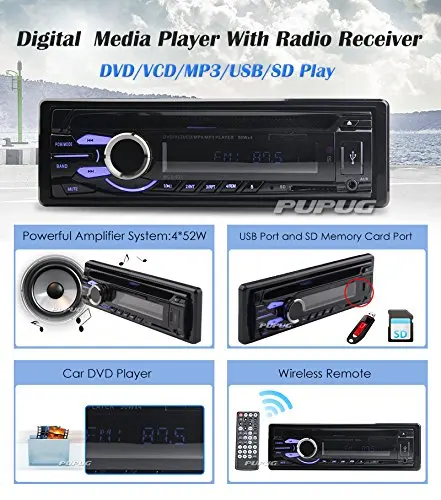 Универсальный одной дин радио dvd usb / SD CD MP3 плеер FM приемник aux in вход с