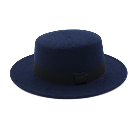 [DINGDNSHOW] модная шляпа Федора из шерсти Sombrero Hombre Зимняя кепка фетровые шапки женские шляпы Hombre плоская шляпа - Цвет: navy adult