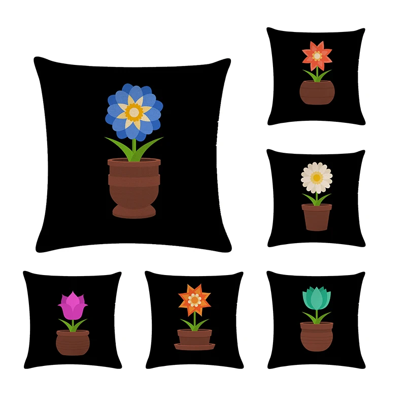 

Черная задняя наволочка с цветочным рисунком, декоративная наволочка для подарка ZY635