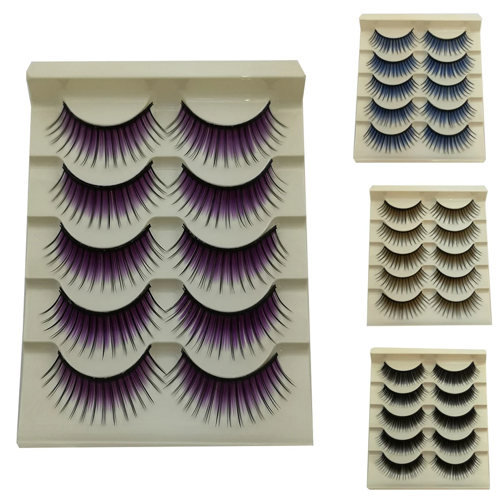 5 пар Модные Цветные накладные ресницы толстые длинные натуральные для