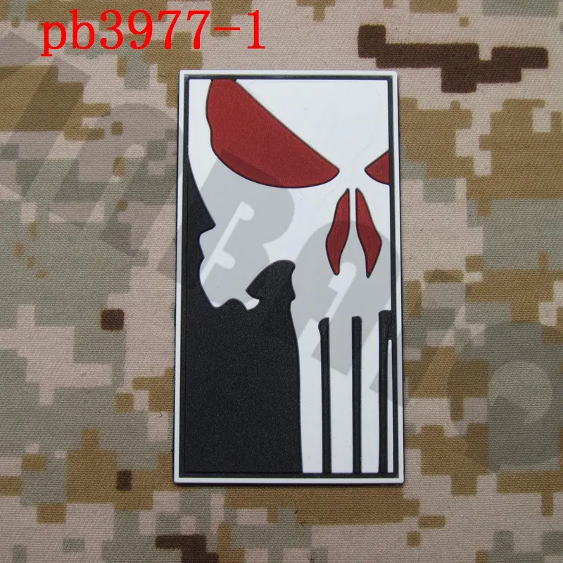pb3977 luminous 3D ПВХ патч Череп патч боевой тактический военный - Цвет: pb3977 luminous