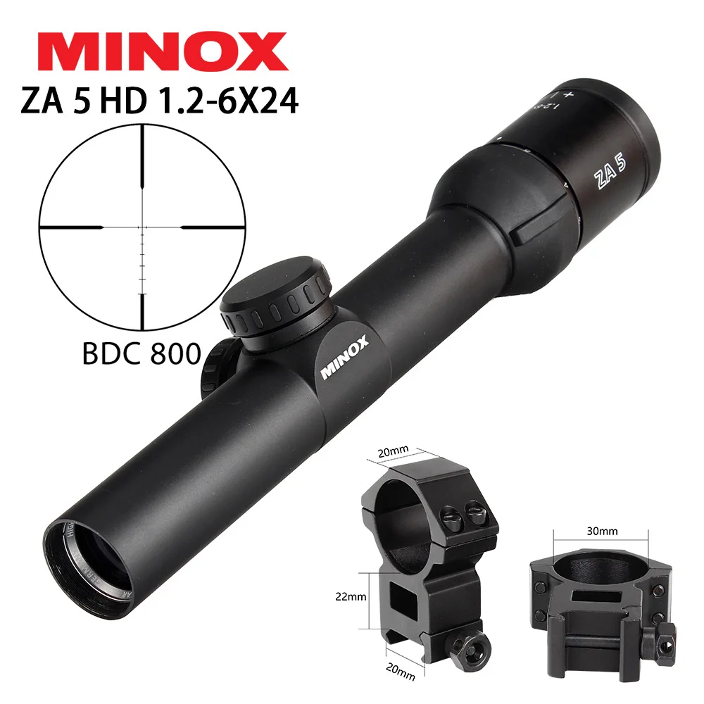 MINOX ZA 5i HD 1,2-6X24 ИК компактный охотничий прицел стекло травленая светящаяся сетка длинный глаз рельеф прицел оптические прицелы - Цвет: with Picatinny Rings