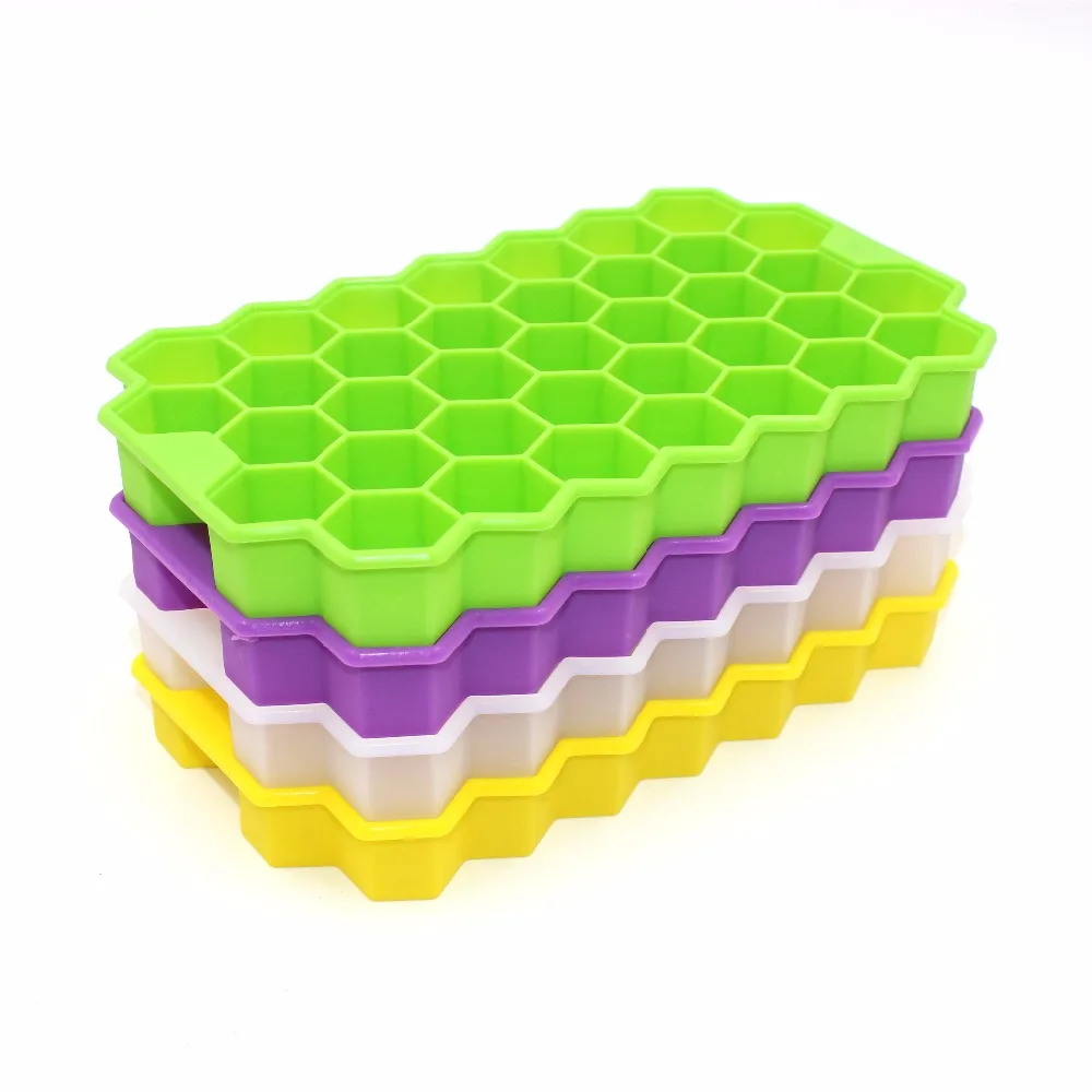 Ice Cube лотки, 37 кубики льда лотков с крышкой Stackable мини коктейльное Виски Ice Cube Плесень контейнеры для хранения