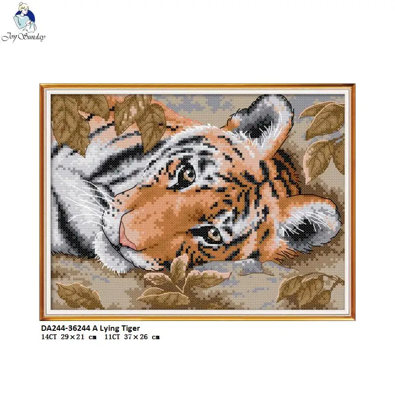 Joy Sunday Tiger узор DMC 14CT 11CT Печатный Набор для вышивки крестиком DIY ручной работы хлопчатобумажная нить вышивка украшение дома отправить подарок