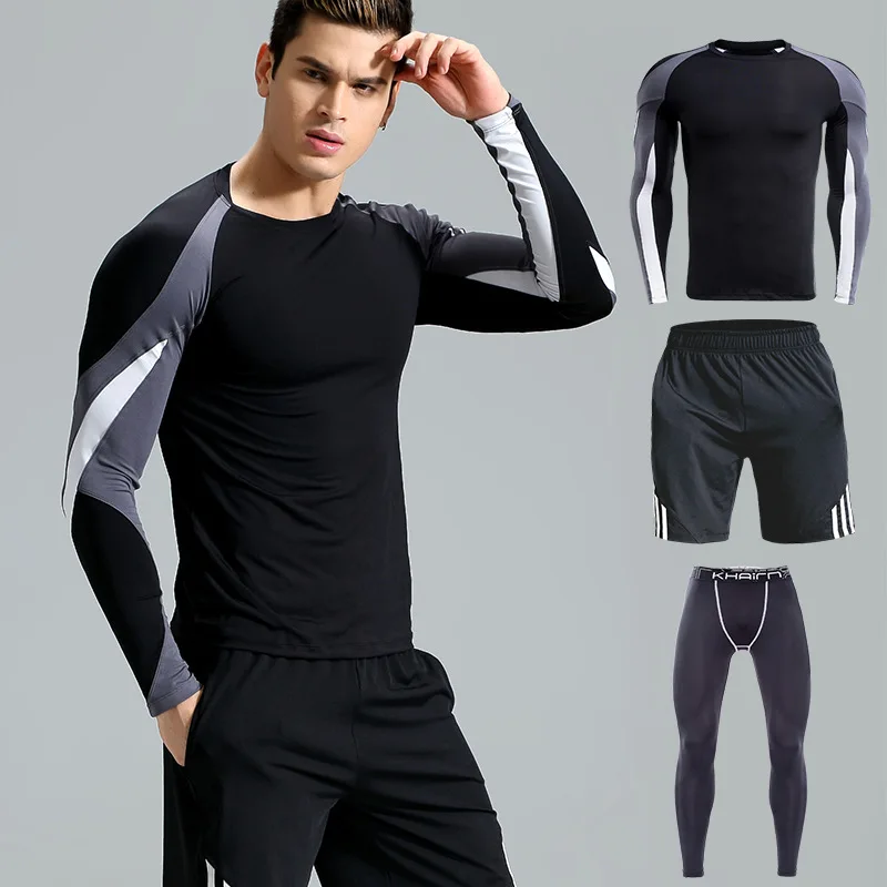 Спортивный костюм комплект из 3 предметов Для мужчин спортивная 2018 Новый Фитнес