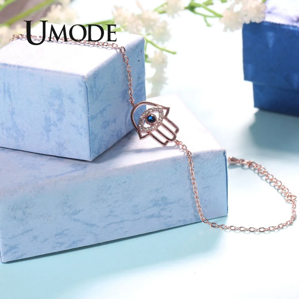 Женский браслет с кристаллами UMODE цепочкой из белого и розового золота круглой