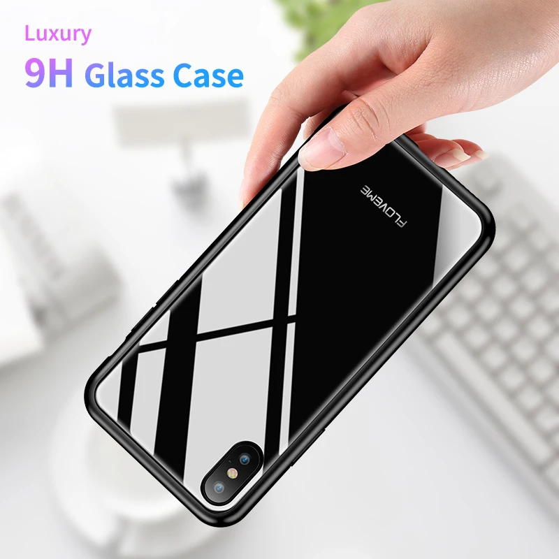 FLOVEME красный закаленный Прозрачный чехол для телефона iPhone X 7 8 Plus 6 6s стеклянная