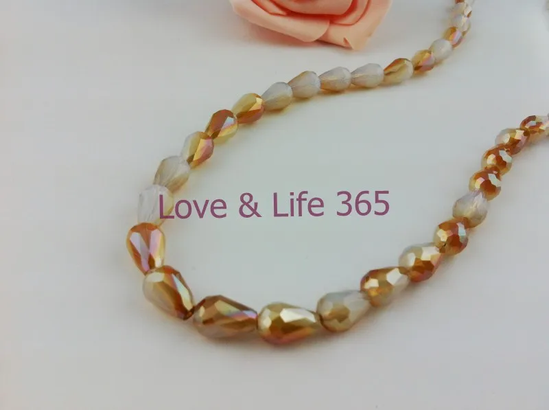 

Wholesale Chains BEAD 295pcs 11x8mm White half plating Teardrop glass crystal Loose Beads Free Shipping