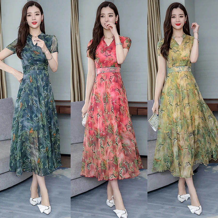 2020 зеленое цветочное шифоновое облегающее пляжное платье миди летнее винтажное