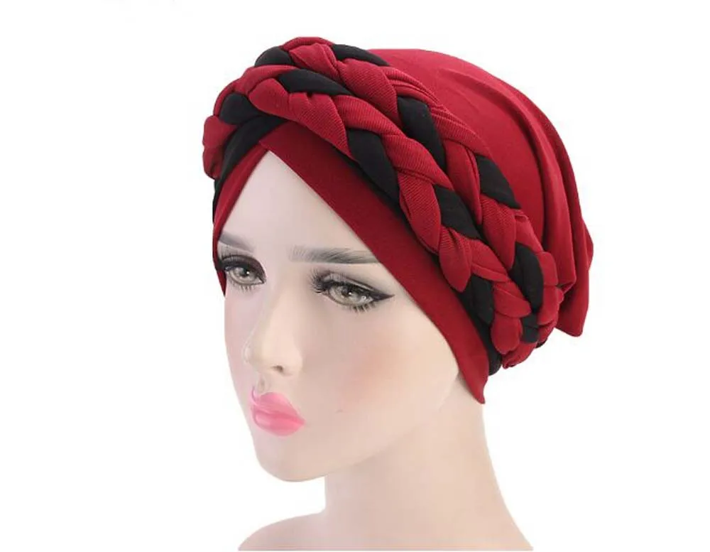 Богемный Национальный Твист коса Skullies Beanies весна осень бренд тюрбан шапки для женщин модная шапочка для химиотерапии