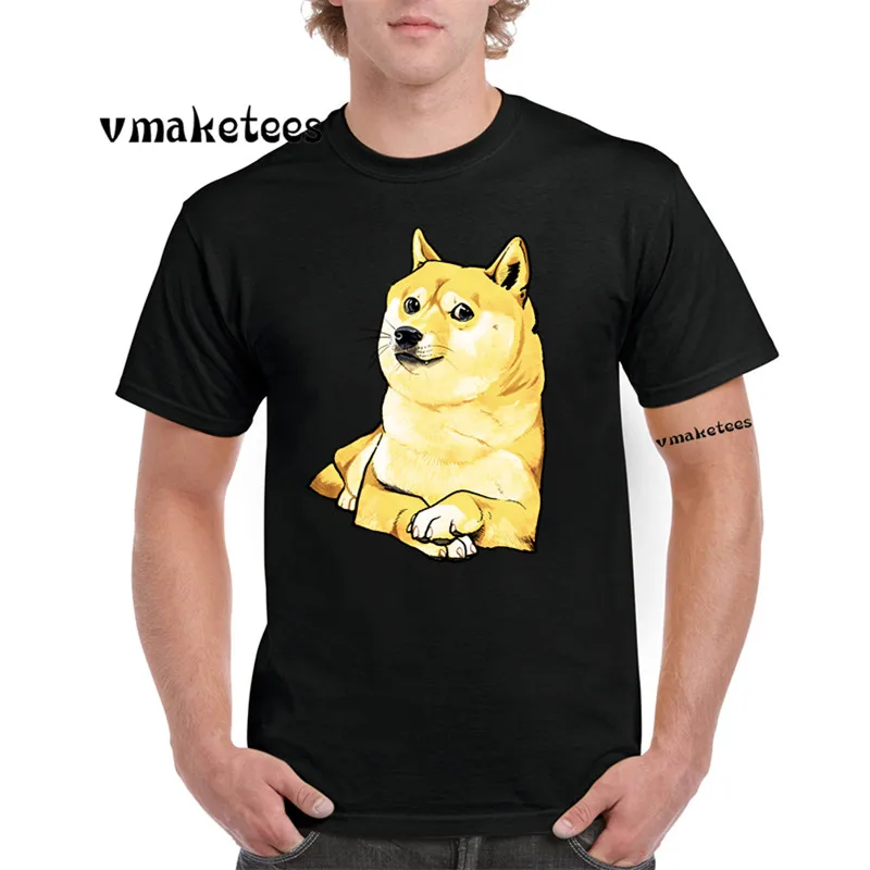 Мужская футболка с принтом Thug Doge Deus God Dog shiba Inu забавная круглым вырезом в стиле
