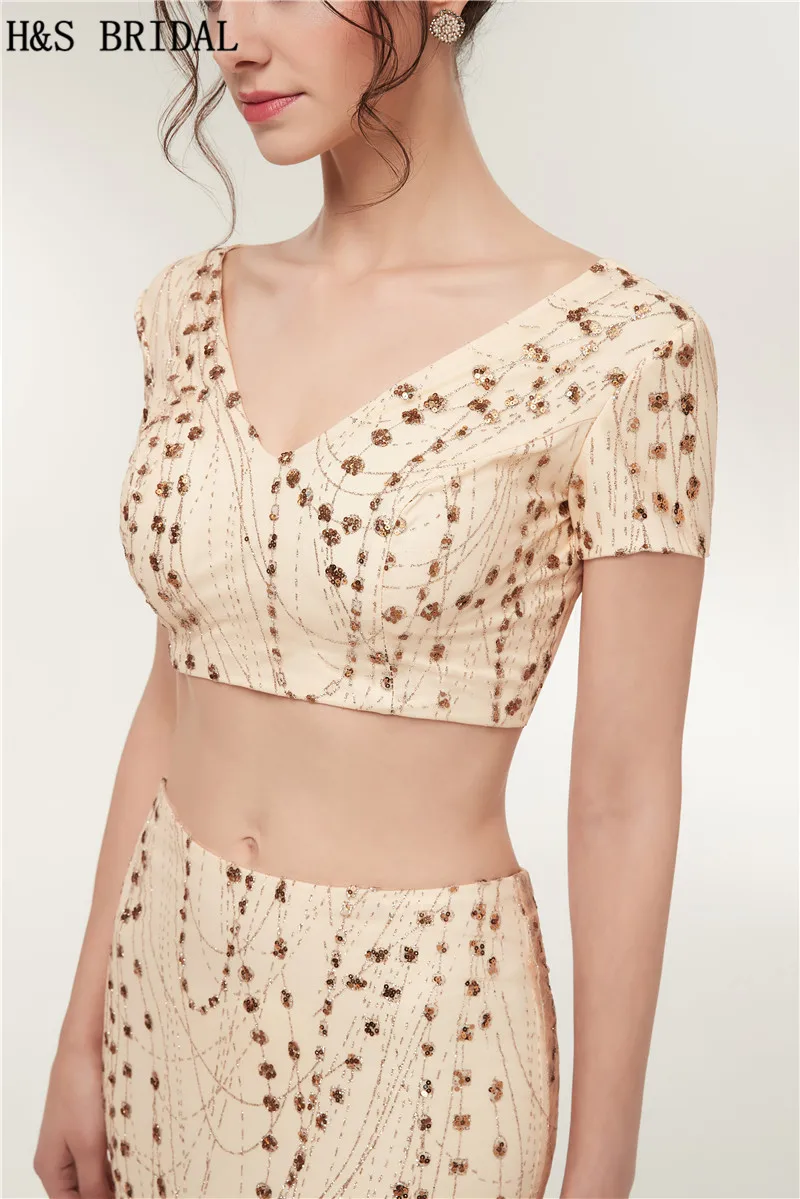 Женское вечернее платье с коротким рукавом H & S сексуальное невесты булавкой и v