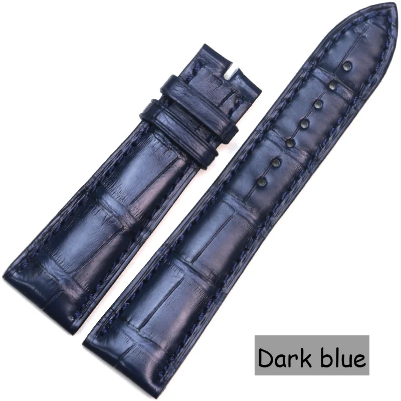 Dark Blue Pesno для blucpain VILLERET Улучшенный ремешок для часов из крокодиловой кожи 20 мм 22 мм черный коричневый темно-синий ремешок для часов мужские часы аксессуар - Цвет ремешка: Dark Blue