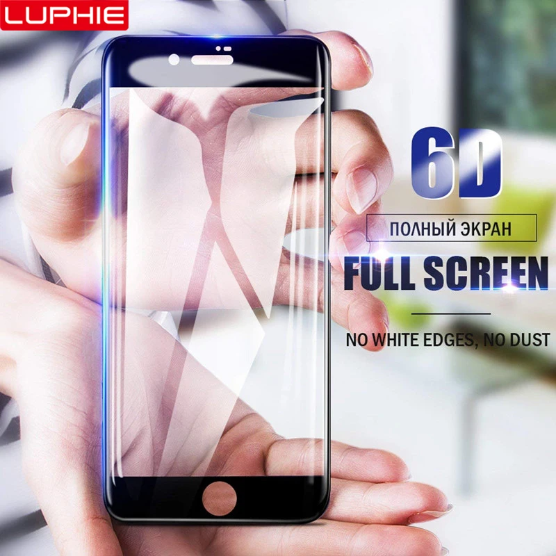 LUPHIE 6D полное клеевое Покрытие Закаленное стекло для iPhone X XS Max XR Защита экрана 8 7 6S 6