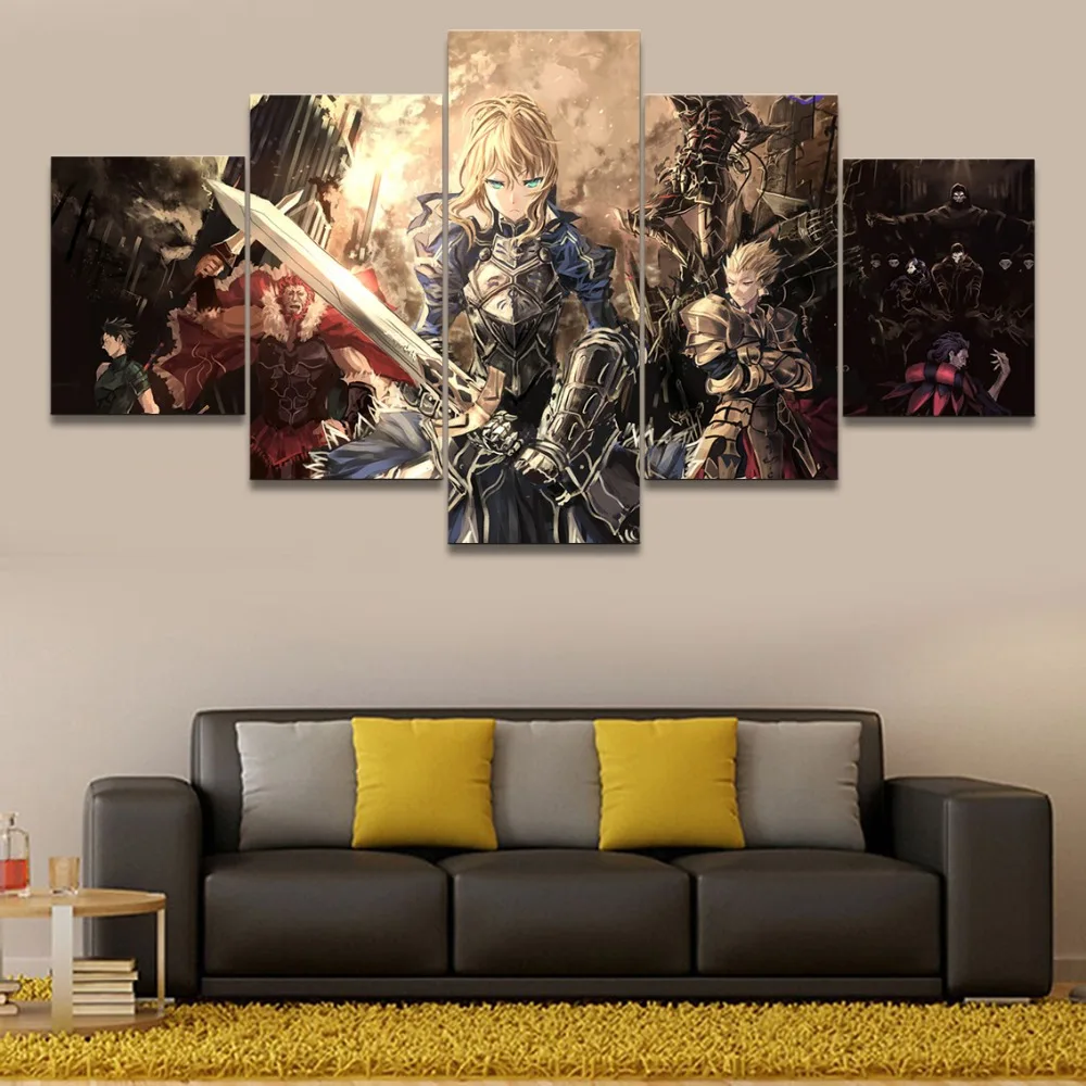 Постер на холсте для домашнего декора принт из 5 предметов аниме Fate Stay Night рисунок