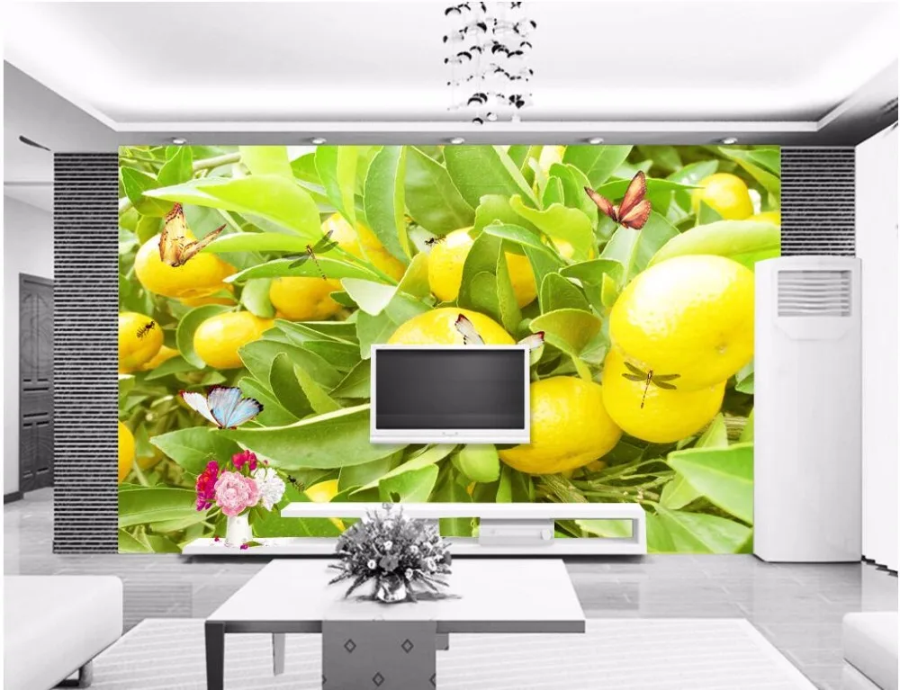 Настенные 3D обои на заказ картина с изображением оранжевых деревьев и бабочек