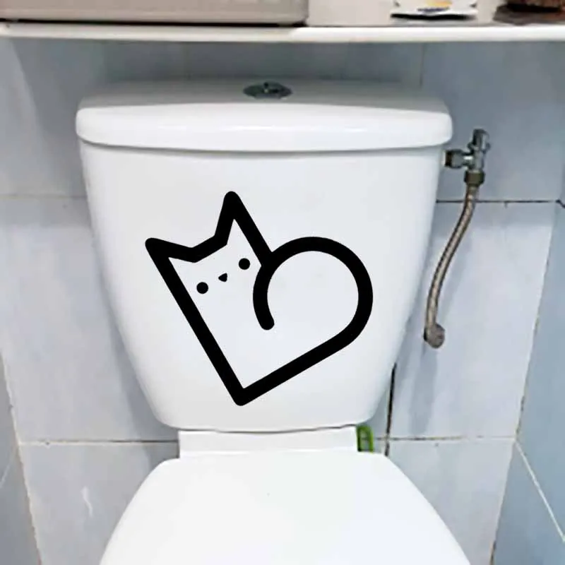 YOJA 24.1X21CM футболки с надписью I Love My Cat сердце Туалет наклейки на сиденья настенные