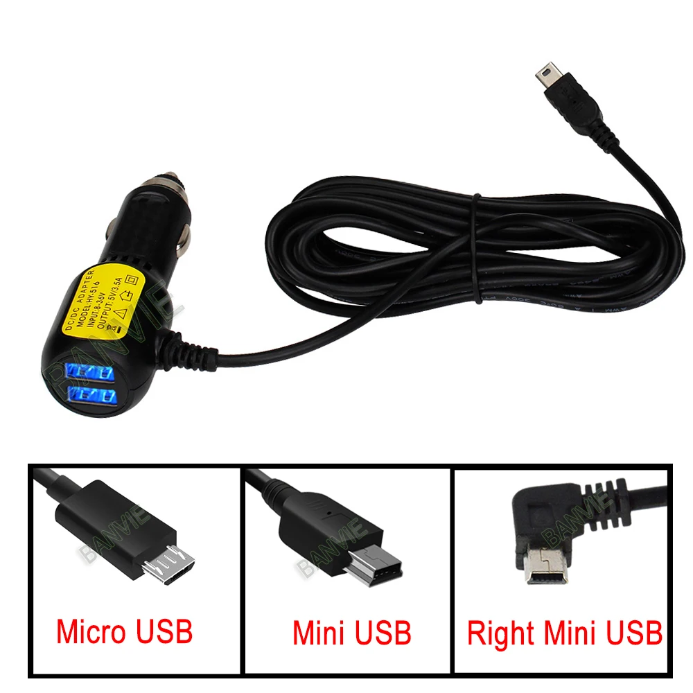 5V 3.5A Dual Mini USB Ports Dash Cam Auto Zigarette Adapter Leichter Kabel Buchse Ladegerät Für DVR Fahrzeug Lade mit 3,5 meter