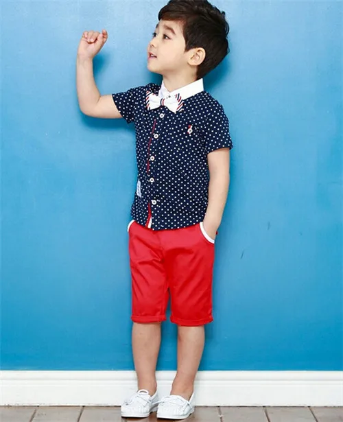navy blue Комплекты одежды для маленьких мальчиков летние детские футболки+ шорты+ ремень, костюмы из 3 предметов штаны с бантом спортивная детская одежда модная одежда - Цвет: navy blue