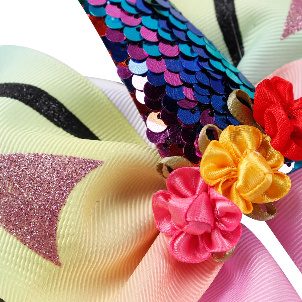 7 дюймов радужные бантики с резиновой лентой для девочек детские двусторонние
