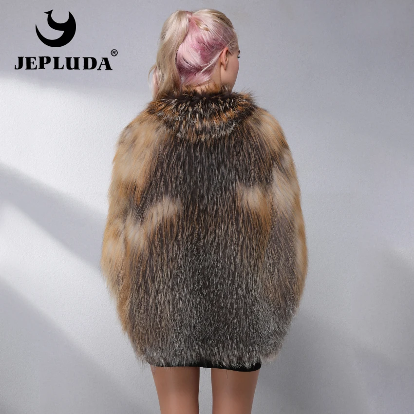 JEPLUDA Лидер Продаж Женская Шуба Натуральный Мех Лиса Роскошь Свет Мягкие Теплые Короткая Зимняя Куртка Для Женщин Из Натуральный Мех Лисы Пальто Женское Меховой Шуба Лиса Меховая Накидка